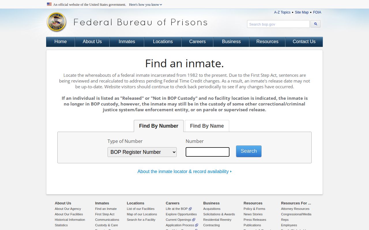 Chautauqua County federal custody-record locator for transfer follow-up