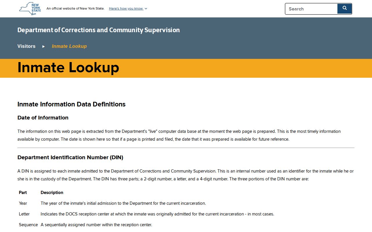 Chautauqua County and New York DOCCS custody-record lookup