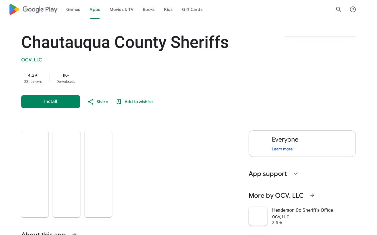 Chautauqua County Sheriff public-safety app record listing