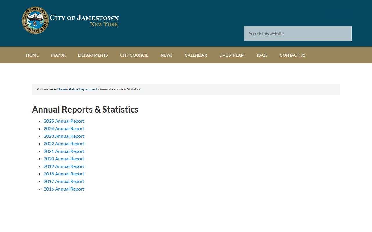 Chautauqua County Jamestown Police arrest-record source